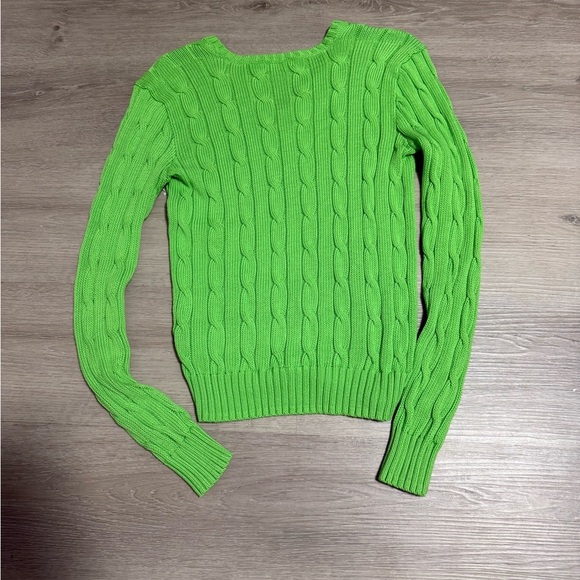 Polo by Ralph Lauren Women's Bright Green V-Neck Sweater - Picture 4 of 4